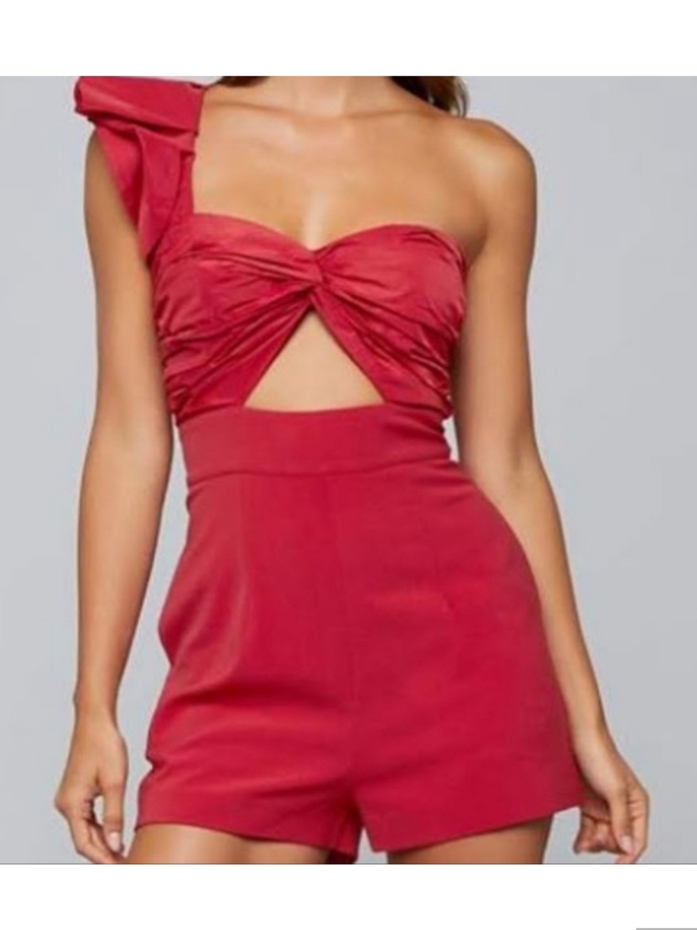Bebe one shoulder red romper